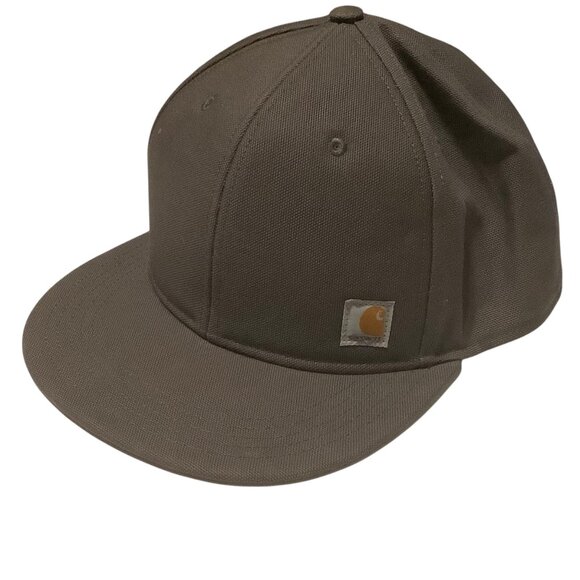 Carhartt Firm Duck Flat Brown Snapback Hat 100% Cotton Men OS Casual Snapback - Picture 1 of 5